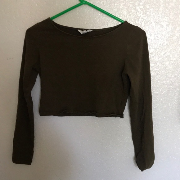 long sleeve army green crop top - Picture 1 of 2